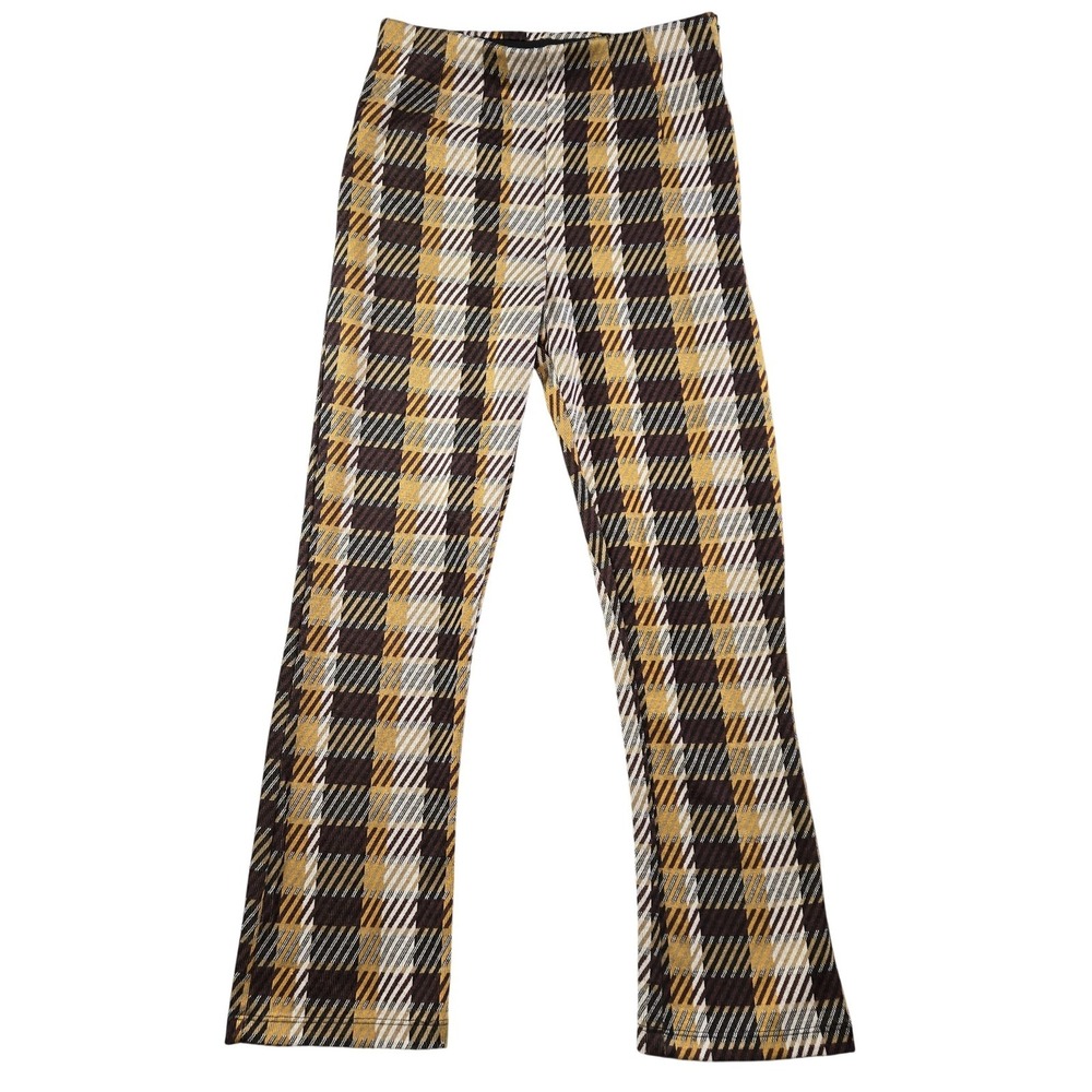 Free People Pants Womens 4 Multicolor Ankle Knit Plaid Stretch Pockets Zip